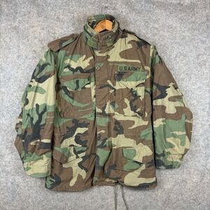 Alpha Industries M65 Field Jacket Woodland Camo Mens Small Military Coat Regular